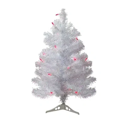 Northlight White Slim Artificial Pink Lights 2 Foot Pre-lit Pine Christmas Tree