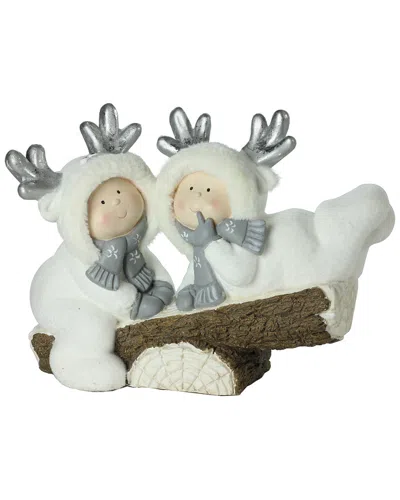 Northlight White Winter Christmas Smiling Children On Seesaw Table Top Decoration