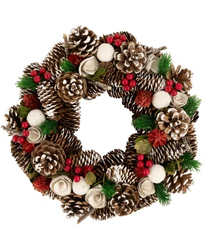Northlight White Wooden Artificial Christmas Wreath In Brown