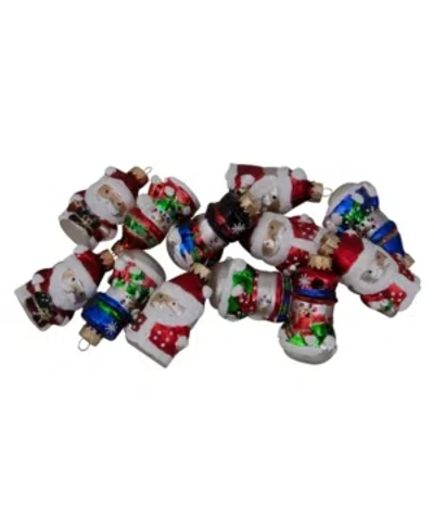 Northlight Winter Snowmen And Santa Claus Figurine Glass Christmas Ornament In Red