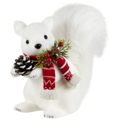 Northlight Winter Squirrel With Pinecone And Bell Christmas Figurine In White