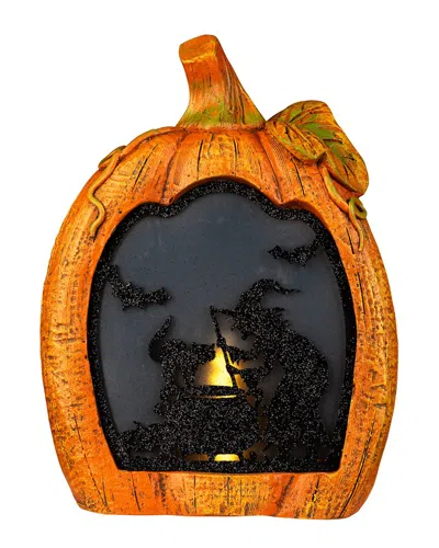 Northlight Witch Stirring Flickering Cauldron Scene Inside Pumpkin Halloween Decoration In Black
