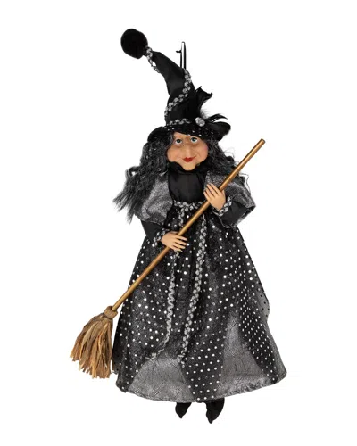 Northlight Witch With Broom Hanging Halloween Decoration In Black