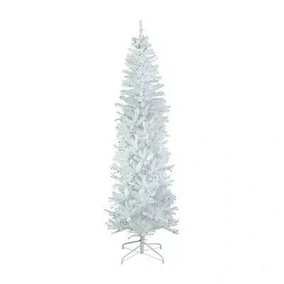 Northlight Woodbury White Pencil Artificial Green Lights 6 1/2 Foot Pre-lit Pine Christmas Tree