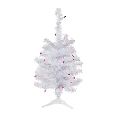 Northlight Woodbury White Slim Artificial Pink Lights 2 Foot Pre-lit Pine Christmas Tree