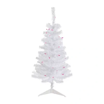 Northlight Woodbury White Slim Artificial Pink Lights 3 Foot Pre-lit Pine Christmas Tree