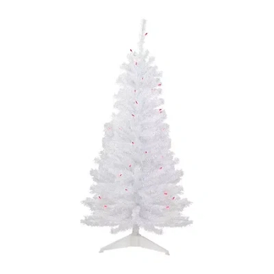 Northlight Woodbury White Slim Artificial Pink Lights 4 Foot Pre-lit Pine Christmas Tree