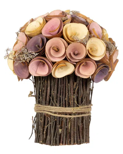 Northlight Wooden Artificial Floral Bouquet In Pink