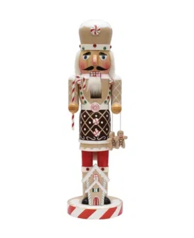 Northlight Wooden Christmas Nutcracker Chef With Gingerbread House In Beige