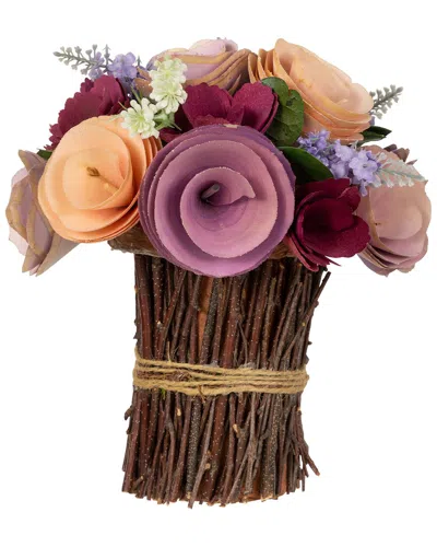 Northlight Wooden Floral Artificial Bouquet In Red