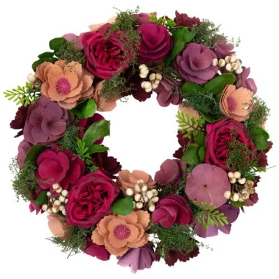 Northlight Wooden Floral Artificial Spring Wreath With Dried Pods In Red