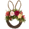 Northlight Wooden Floral Easter Bunny Ears Twig Wreath In Pink