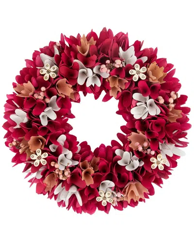 Northlight Wooden Floral Spring Wreath With Berries In Red