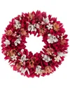 Northlight Wooden Floral Spring Wreath With Berries In Red
