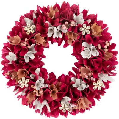 Northlight Wooden Floral Spring Wreath With Berries In Red