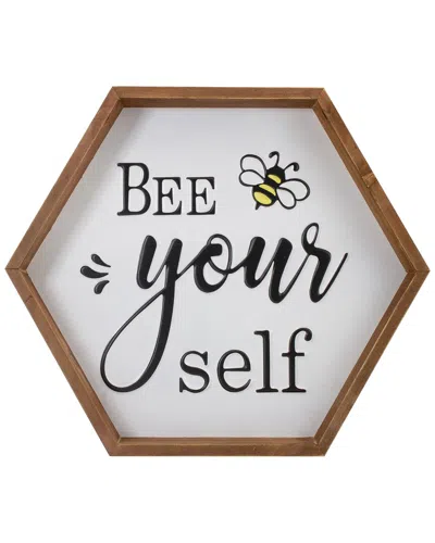 Northlight Wooden Framed Bee Yourself Metal Sign In White