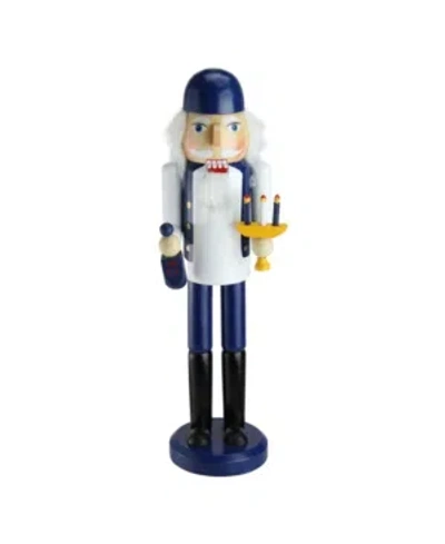 Northlight Wooden Hanukkah Nutcracker With Menorah And Dreidel In Blue
