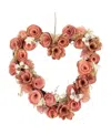 Northlight 10" Wooden Heart Spring Wreath With Butterflies In Pink