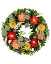 Northlight Wooden Mixed Floral & Foliage Artificial Wreath In Multicolor