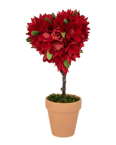 Northlight 14.5" Artificial Mixed Floral Valentine's Day Potted Topiary In Red