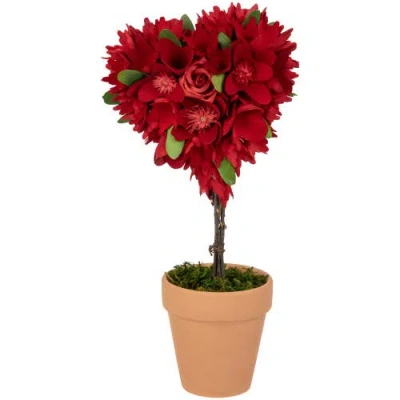 NORTHLIGHT NORTHLIGHT WOODEN MIXED FLORAL VALENTINE'S DAY HEART ARTIFICIAL TOPIARY