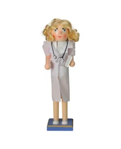 Northlight Wooden Nurse Christmas Nutcracker With Stethoscope In White