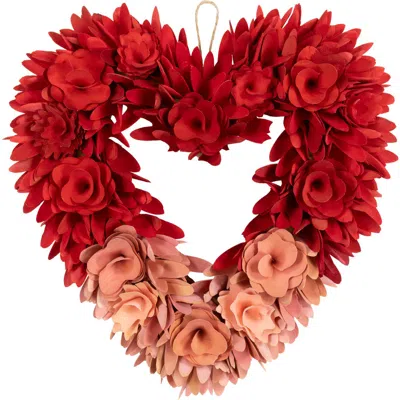 Northlight Wooden Rose Artificial Valentine's Day Floral Wreath, 15" In Red