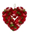 Northlight Wooden Rose Valentine's Day Artificial Spring Wreath, 13.5" In Red