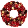 Northlight Wooden Roses, Apples And Pearls Artificial Christmas Wreath In Red