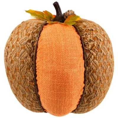 Northlight Woven Jute And Burlap Fall Harvest Pumpkin Decoration In Multi