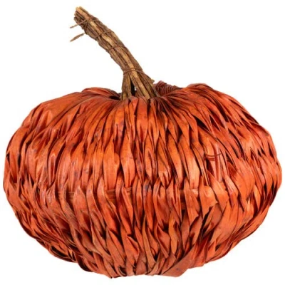 Northlight Woven Rattan Fall Harvest Pumpkin Decoration In Orange