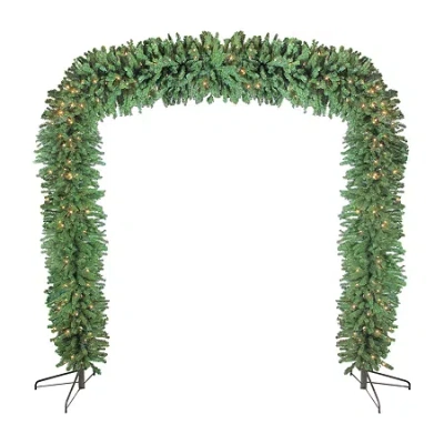 Northlight X Artificial Archway Decoration Clear Lights 9 Foot Pre-lit Pine Christmas Tree In Green
