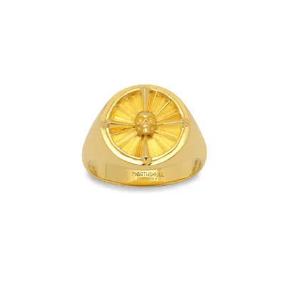 Northskull Men's Atticus Skull Compass Pinky Ring In Gold