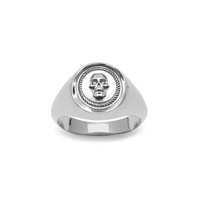 Northskull Men's Atticus Skull Seal Pinky Ring In Silver In Metallic