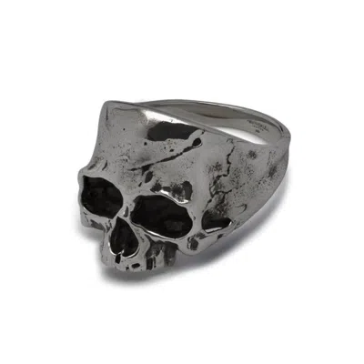 Northskull Men's Black Disfigured Medius Skull Ring In Gunmetal In Metallic