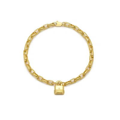 Northskull Men's Lock Chain Bracelet In Gold