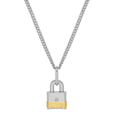 Northskull Men's Silver Lock Necklace In Two Tones In Metallic
