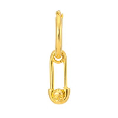 Northskull Men's Skull Safety Pin Hoop Earring In Gold