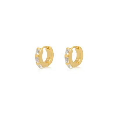 Northskull Women's White Topaz Mini Hoop Earrings In Gold