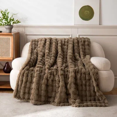 Northwest Ashford Home Plush Cascade Throw Blanket, Ultra-soft Cozy Textured Accent, 50 X 60 Inches In Beige