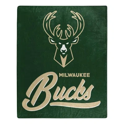 Northwest Bucks Signature Raschel Throw In Green;cream
