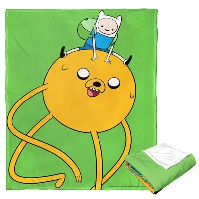 Northwest Cartoon Network Adventure Time Taking A Ride Silk Touch Throw Blanket, Playful Cartoon Style, 50x60  In Multi