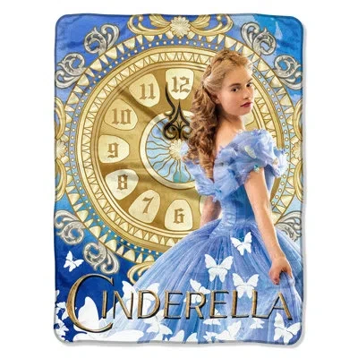 Northwest Cinderella Clock Strikes Fleece Throw In Blue;brown