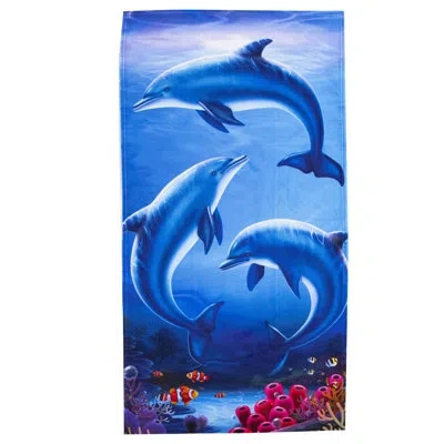 Northwest Dolphin Play Beach Towel, 30 X 60 Inches In Blue