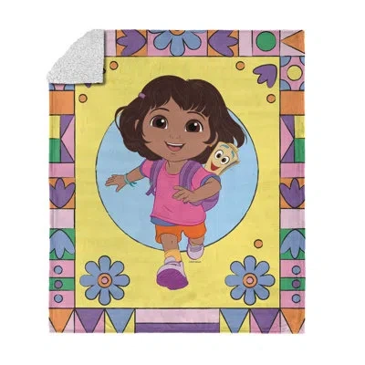 Northwest Dora The Explorer Running Dora Touch Sherpa Throw Blanket, Soft Plush Fleece, 50x60 Inches