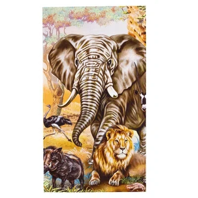 Northwest Elephant Lion And Safari Animals Beach Towel, 30 X 60 Inches In Brown;gray;orange
