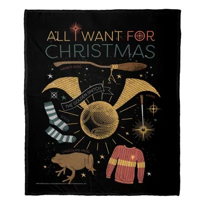 Northwest Harry Potter Silk Touch Throw All I Want For Christmas In White