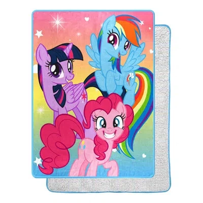 Northwest Hasbro My Little Pony Rainbow Surprise Silk Touch Sherpa Throw Blanket Twin Size, Colorful Cozy Thro In Multi