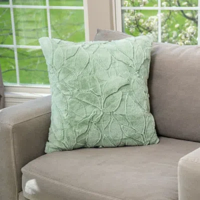 Northwest Hgtv Triple Jacquard Carved Faux Fur Pillow Quietude 22 X 22 Inches In Green