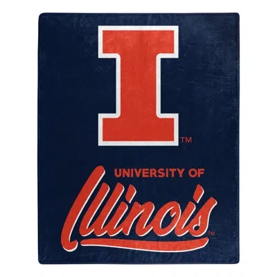 Northwest Illinois Signature Raschel Throw In Orange;dark Blue